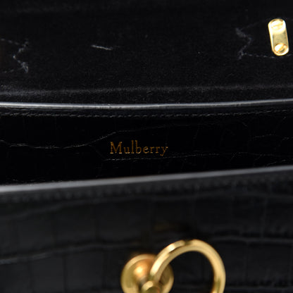Mulberry Calfskin Crocodile Embossed Micro Seaton Black 8 of 9