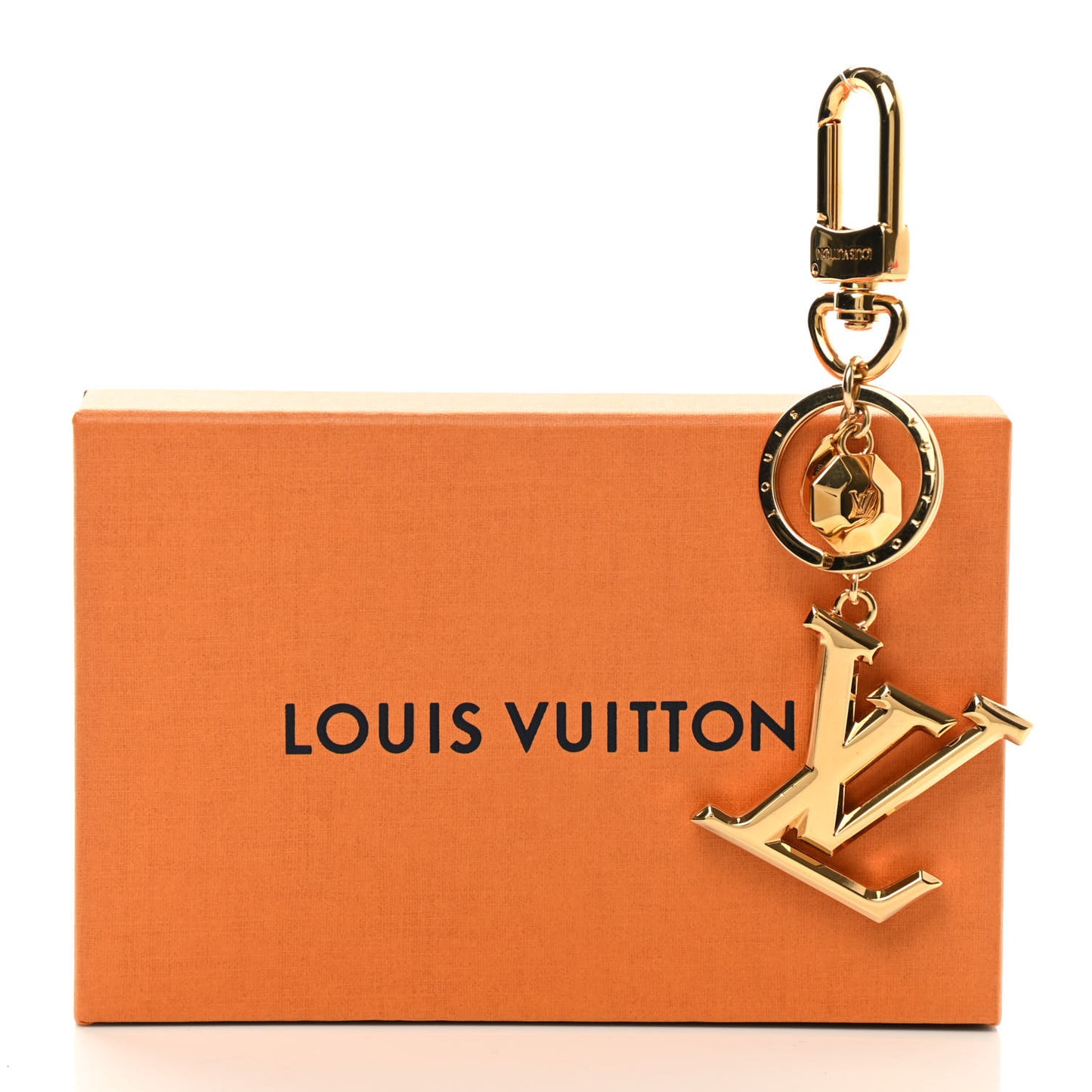 Metal LV Facettes Bag Charm Key Holder Gold