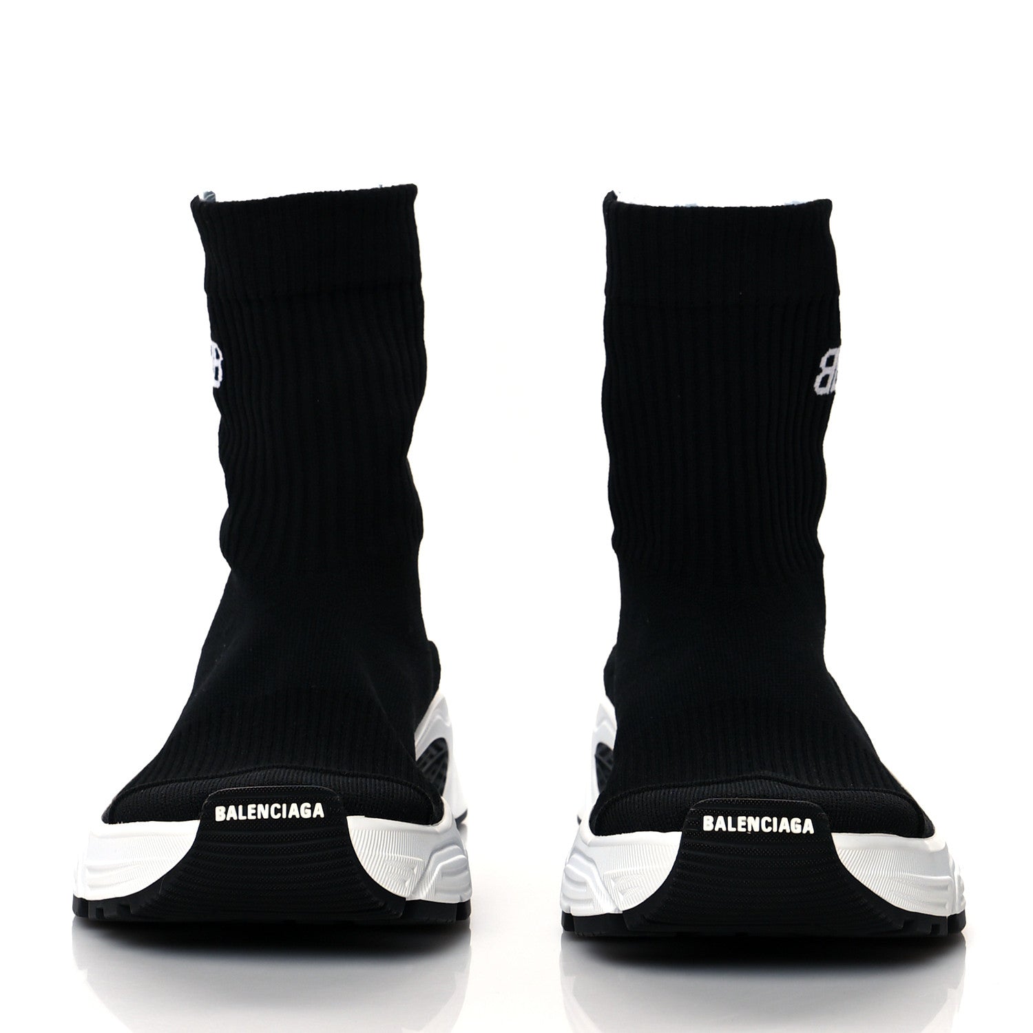 Balenciaga Technical Ribbed 3D Recycled Knit Bi-Color Womens Speed 3.0 Sneakers 38 Black White 2 of 7