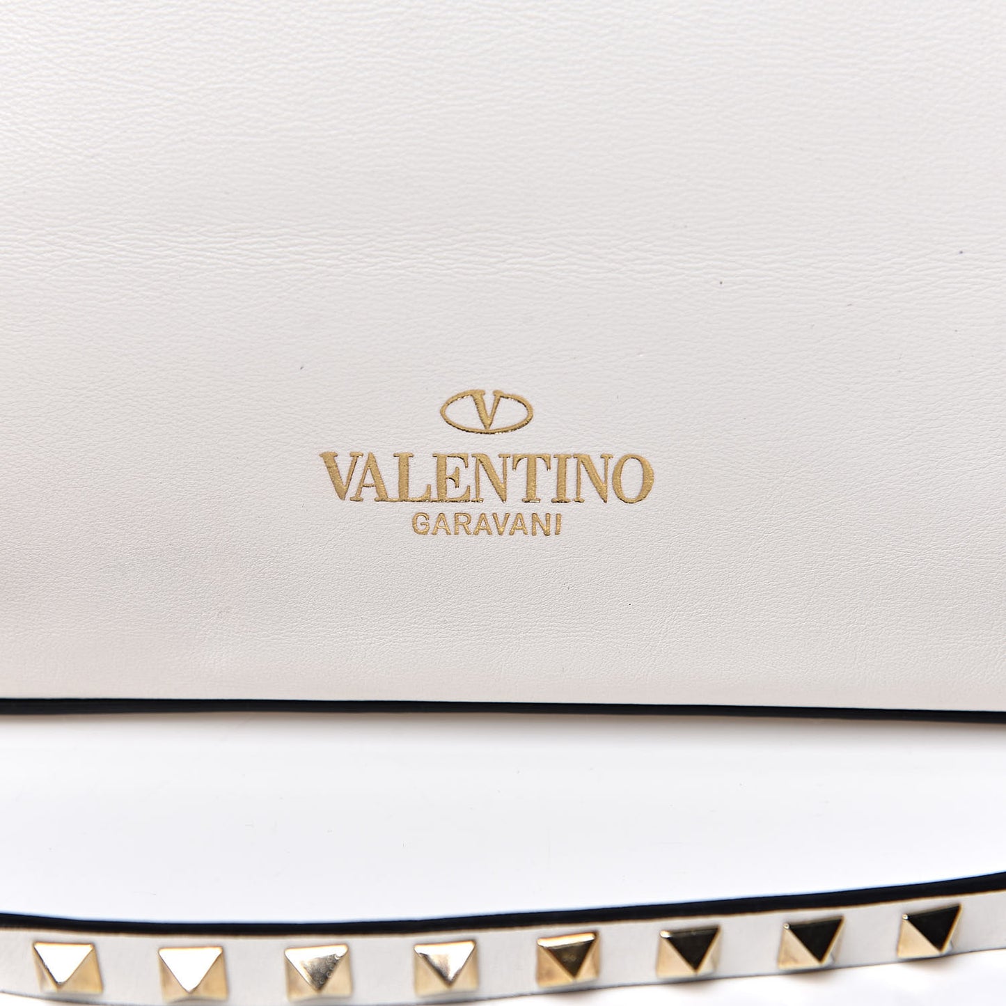 Vitello Rockstud Dome Satchel White