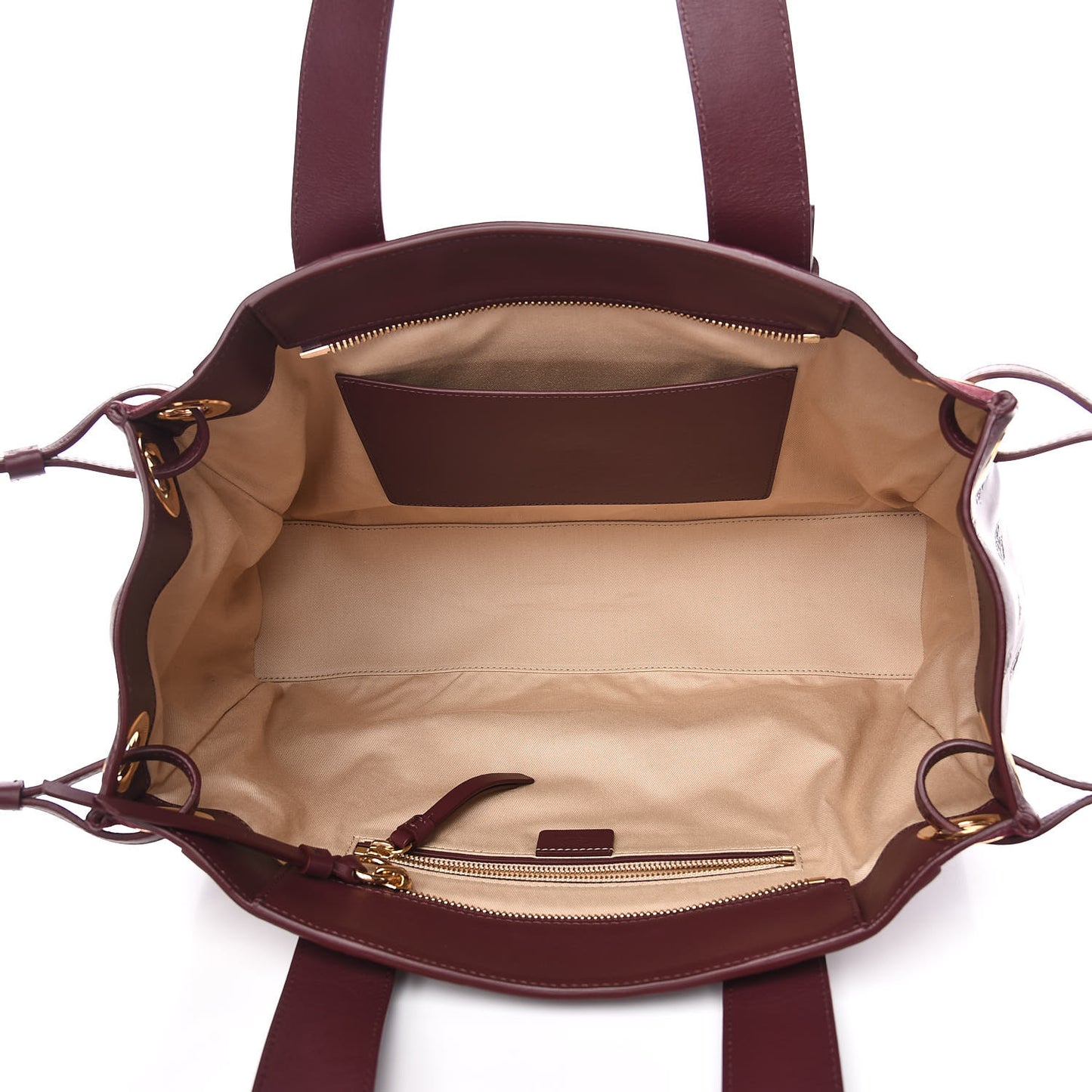 Smooth Calfskin Embossed Tao Zipped Tote Burnt Brown