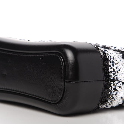 Chanel Sequin Calfskin Small Gabrielle Hobo Black White 7 of 9