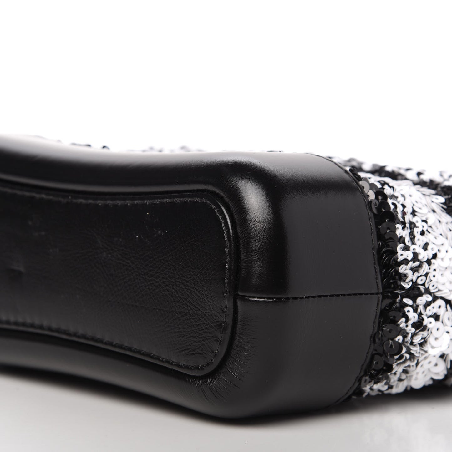 Sequin Calfskin Small Gabrielle Hobo Black White