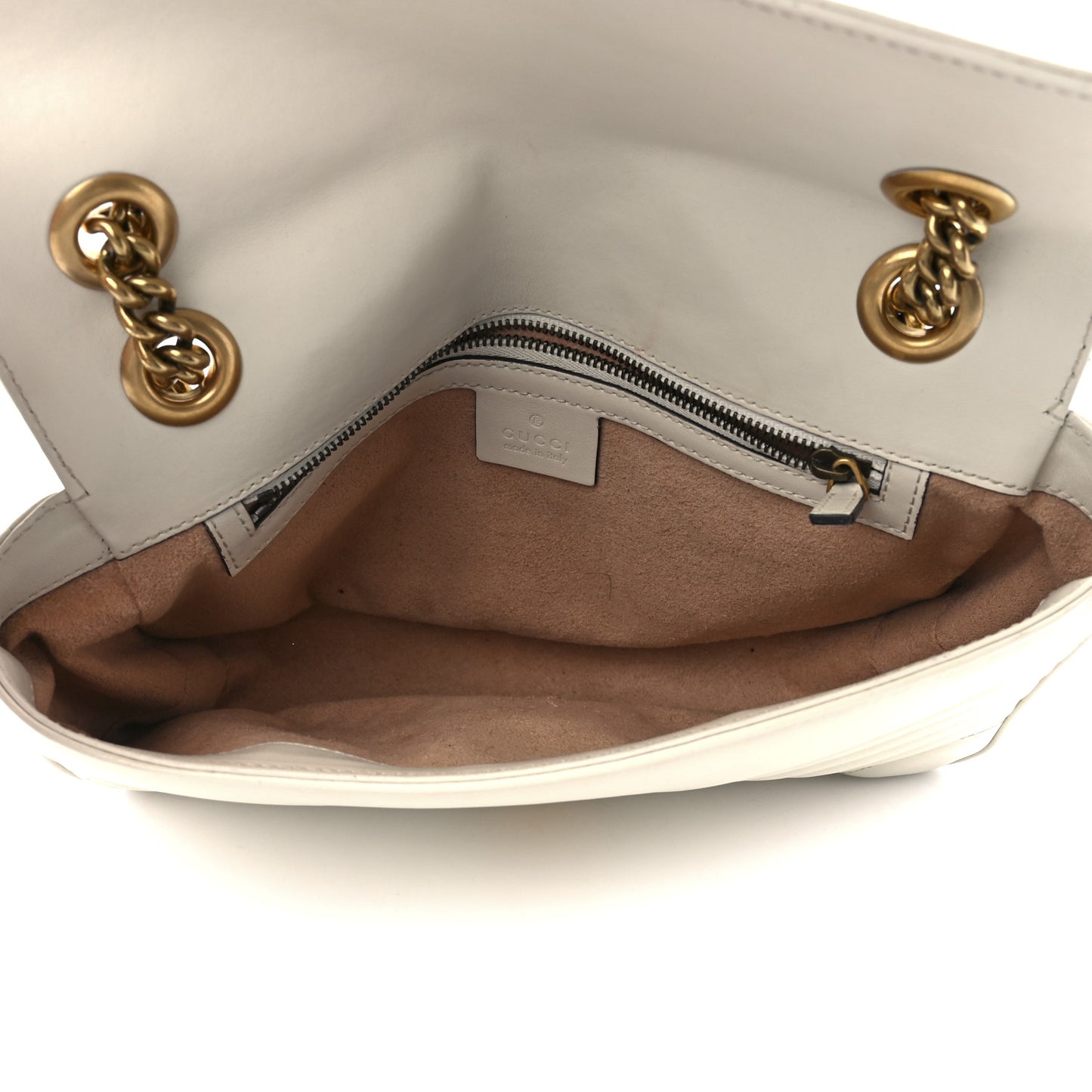 Calfskin Matelasse Small GG Marmont Shoulder Bag White