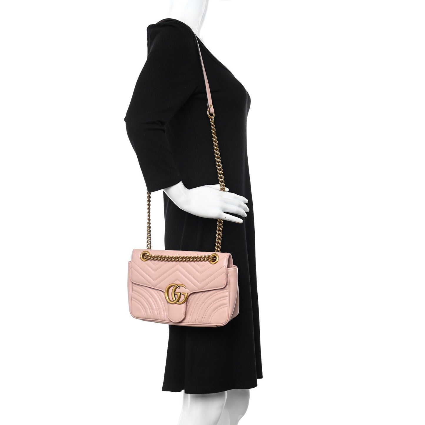 Calfskin Matelasse Small GG Marmont Shoulder Bag Perfect Pink