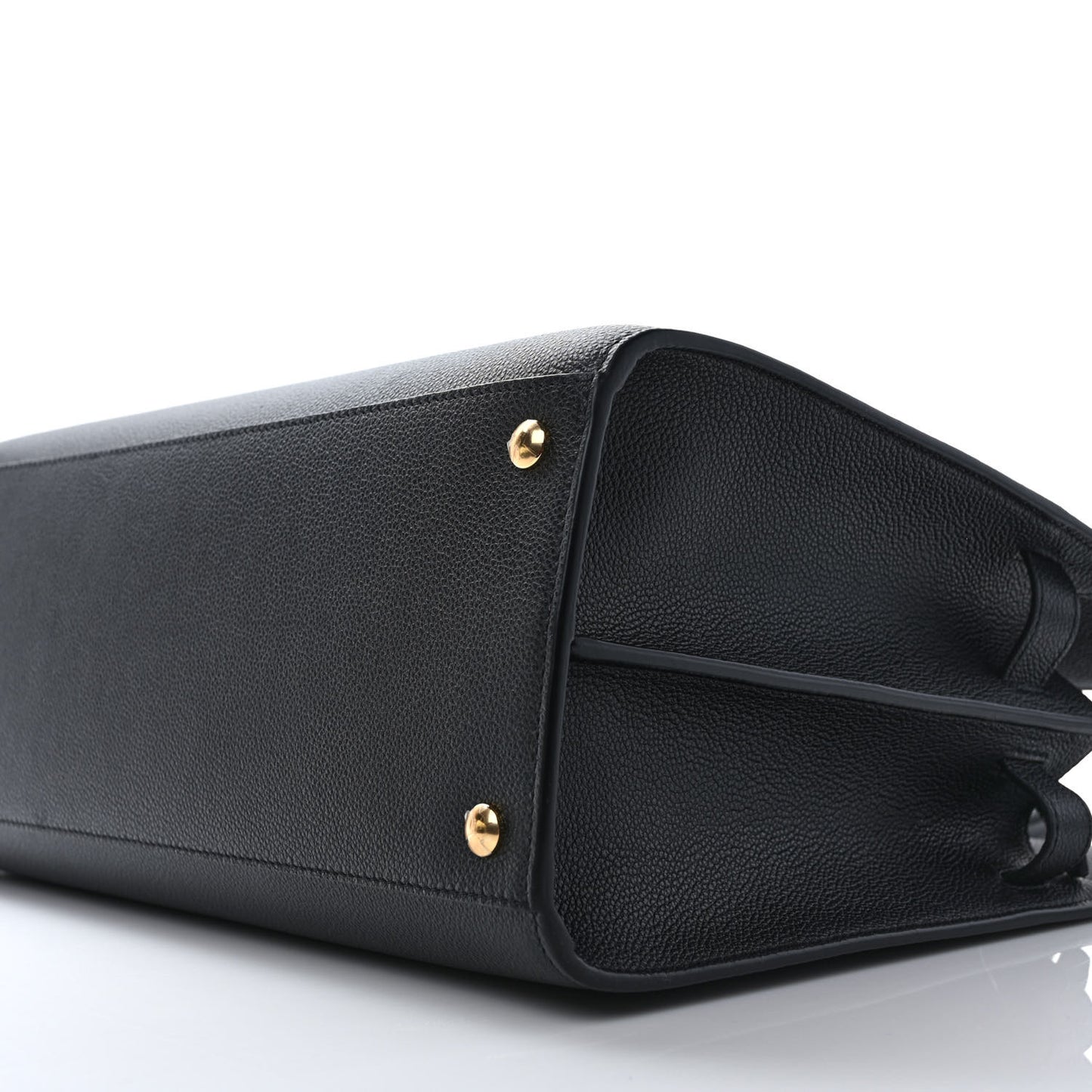 Grainy Calfskin Medium Title Bag Black