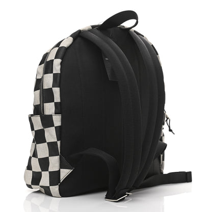 Saint Laurent Calfskin Checked Print Nuxx Backpack Black White 3 of 11