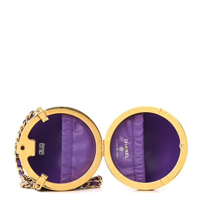 Chanel Lambskin CC Minaudiere Sphere Chain Clutch Purple 4 of 9