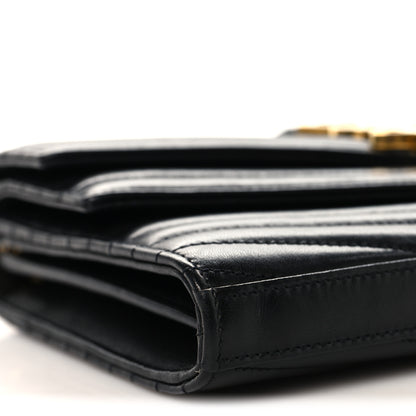 Saint Laurent Lambskin Matelasse Chevron Monogram Sulpice Chain Wallet Black 9 of 12