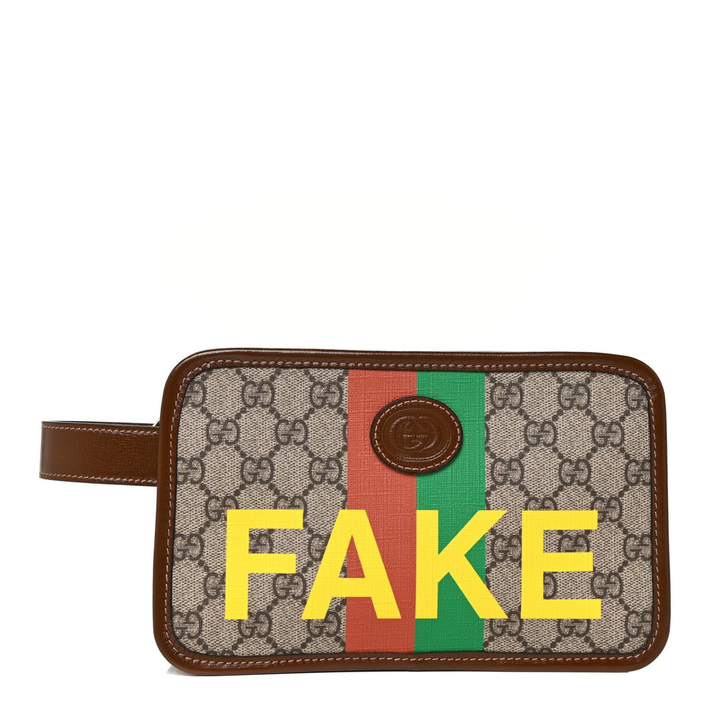 GG Supreme Monogram Azalea Calfskin Fake/Not Retro Interlocking G Cosmetic Case Beige Ebony Brown Sugar