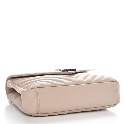 Saint Laurent Sheepskin Matelasse Chevron Monogram Medium College Bag Rose Antic 4 of 7