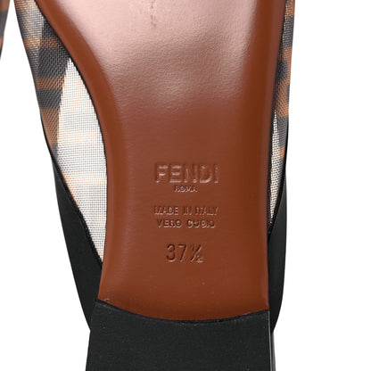 Fendi Technical Mesh Vitello FF Colibri Flat Mules 37.5 Tobacco Moro Black 6 of 8