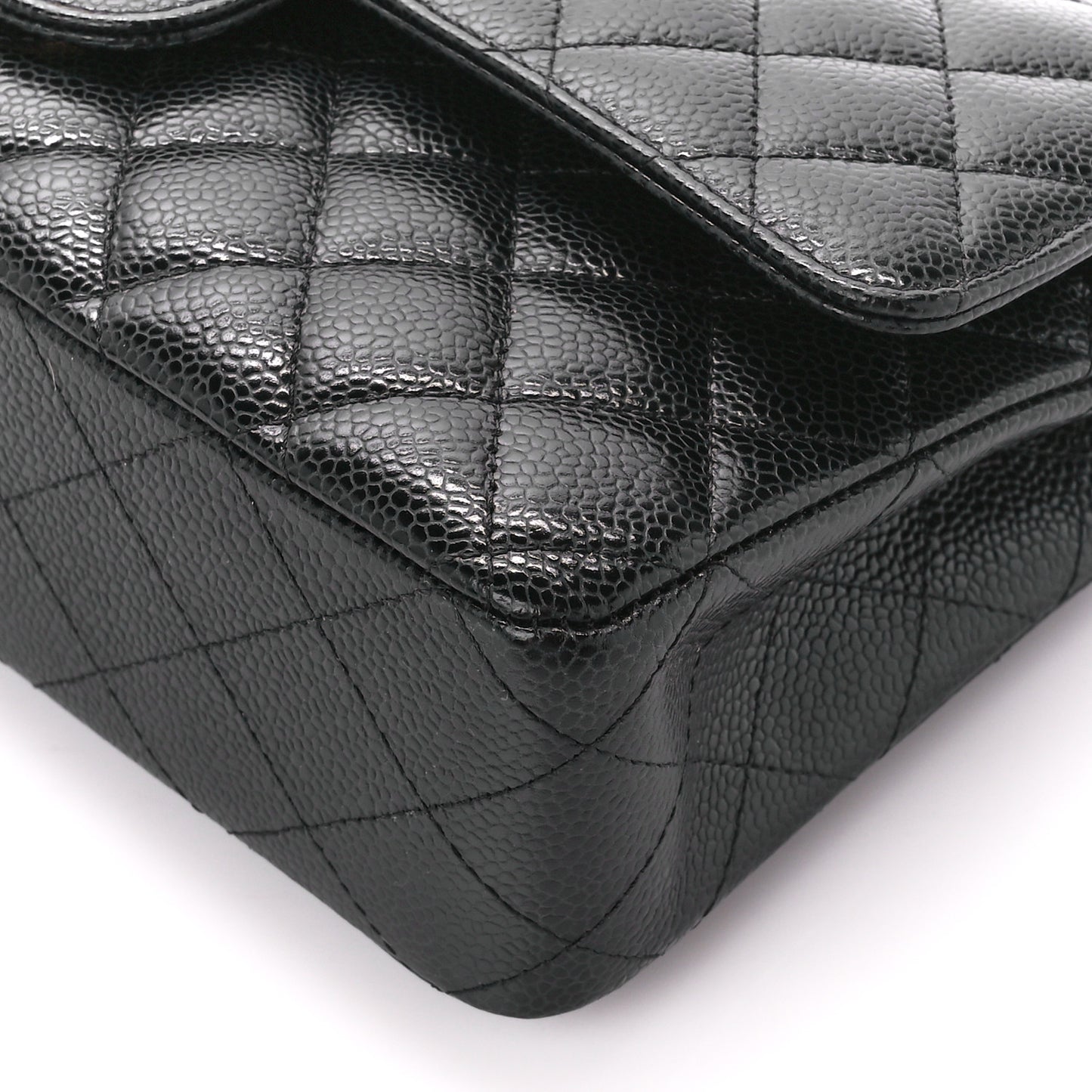 Caviar Quilted Medium Double Flap Black