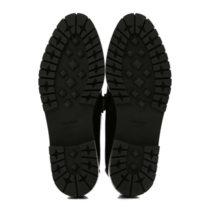 Hermes Glazed Calfskin Womens Faubourg Loafers 35 Black 5 of 9