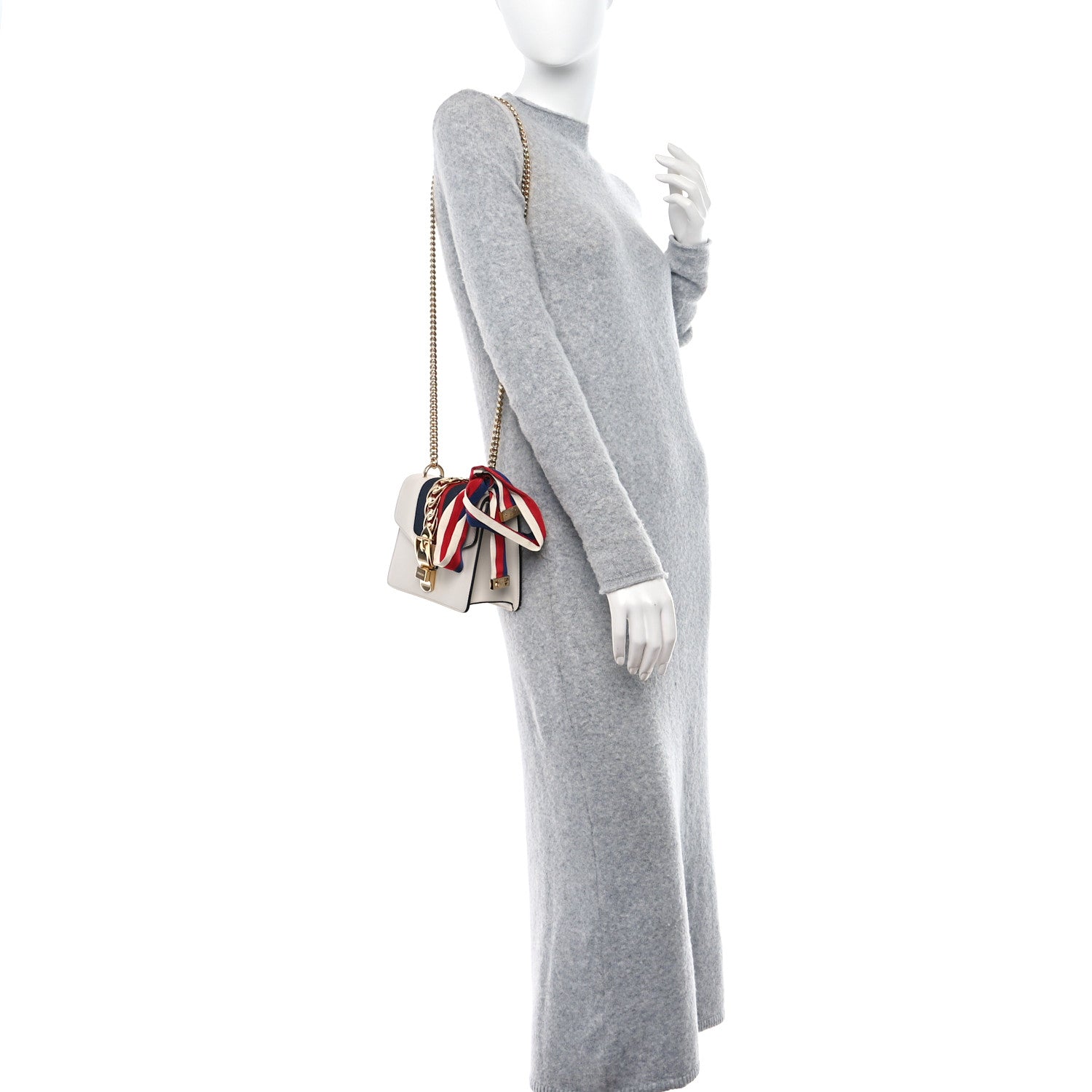 Gucci Calfskin Mini Sylvie Chain Shoulder Bag White 2 of 12