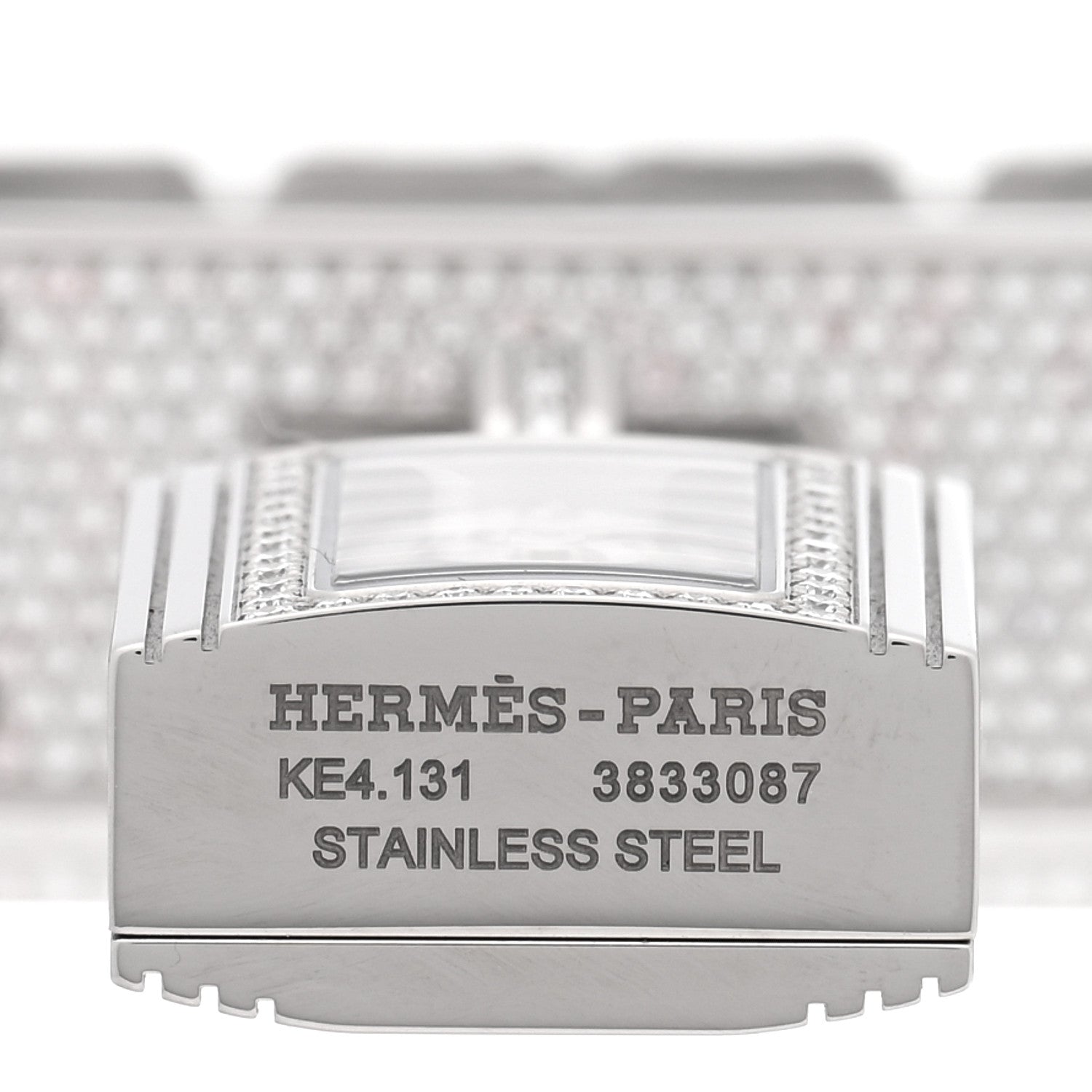 Hermes Stainless Steel Diamond Pave 16mm Kelly Quartz Watch 3 of 4