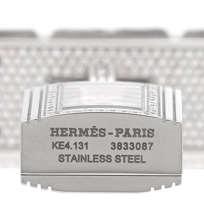 Hermes Stainless Steel Diamond Pave 16mm Kelly Quartz Watch 3 of 4