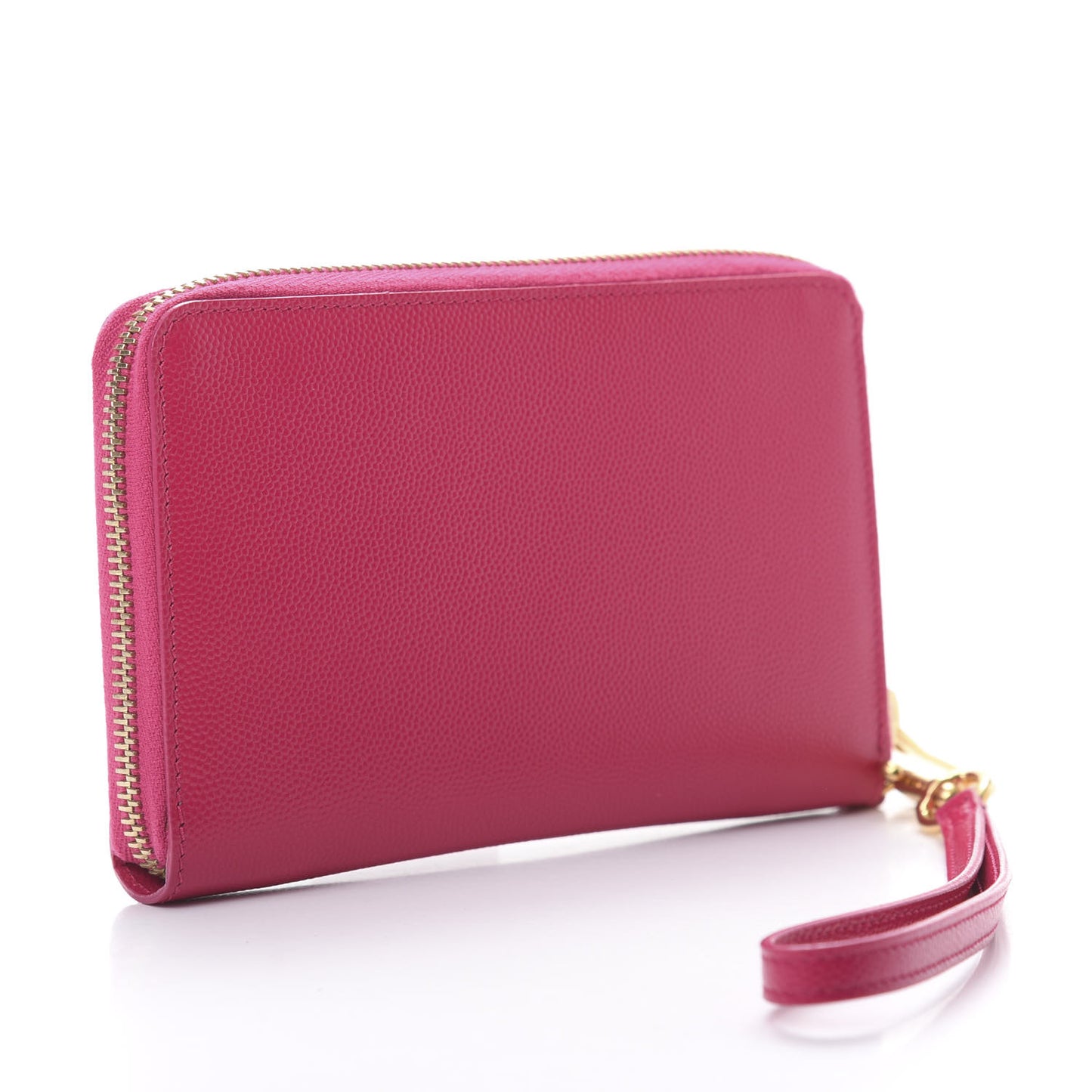 Grain De Poudre Monogram Zip Around Wristlet Lipstick Fuchsia