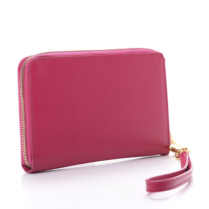 Saint Laurent Grain De Poudre Monogram Zip Around Wristlet Lipstick Fuchsia 3 of 9