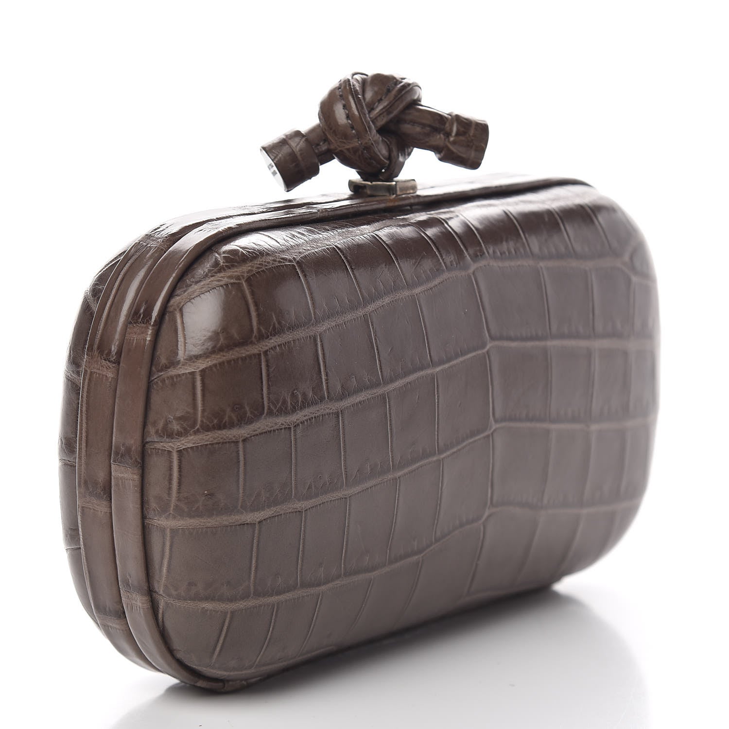Bottega Veneta Crocodile Knot Clutch Brown 3 of 8