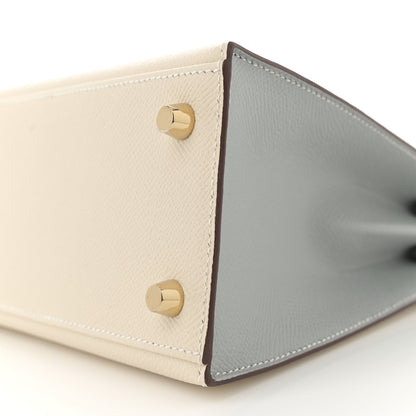Hermes Epsom Bi-Color Horseshoe Kelly Sellier 25 Craie Bleu Glacier 10 of 11