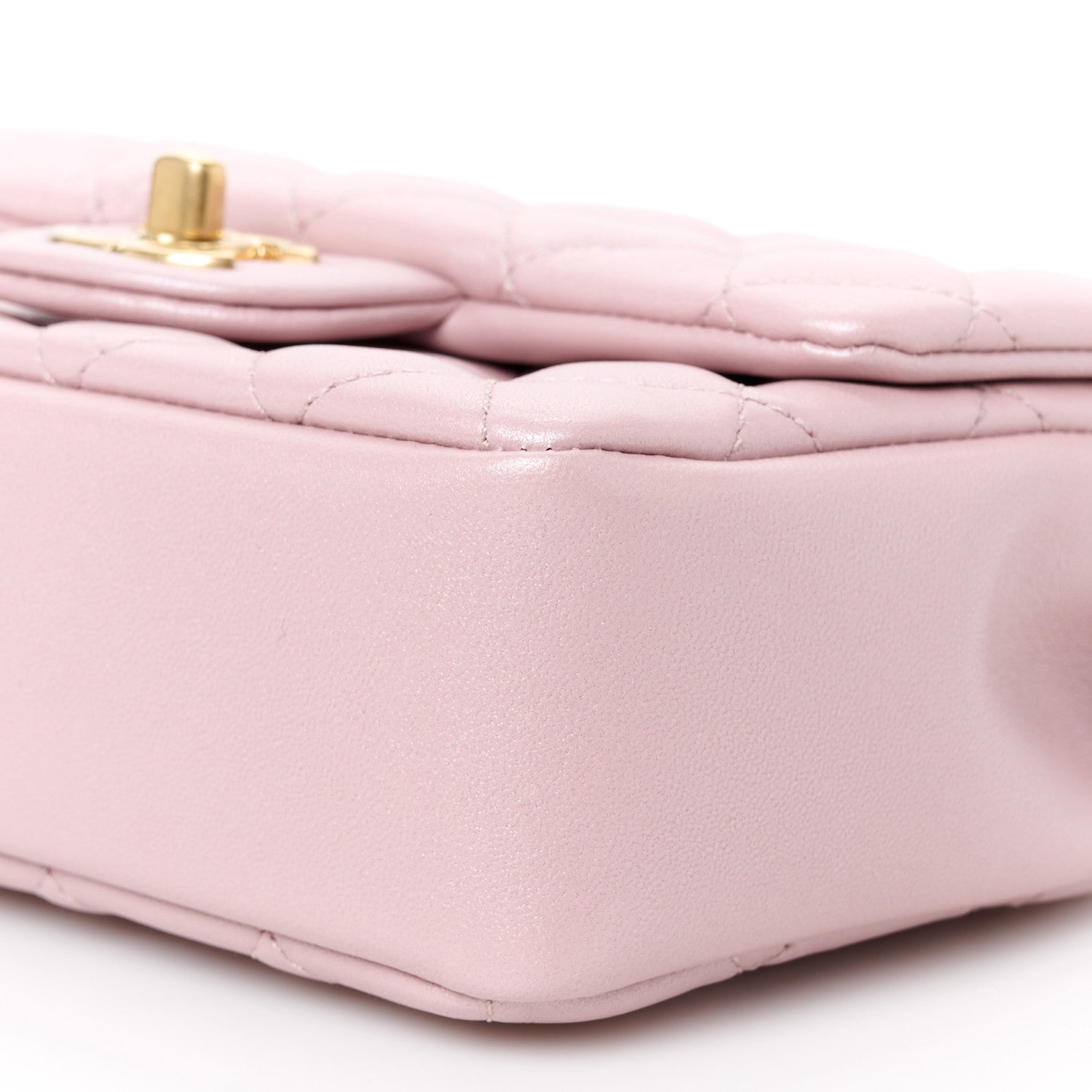Chanel Shiny Lambskin Quilted Pearl Twist Mini Square Flap Light Pink 11 of 12