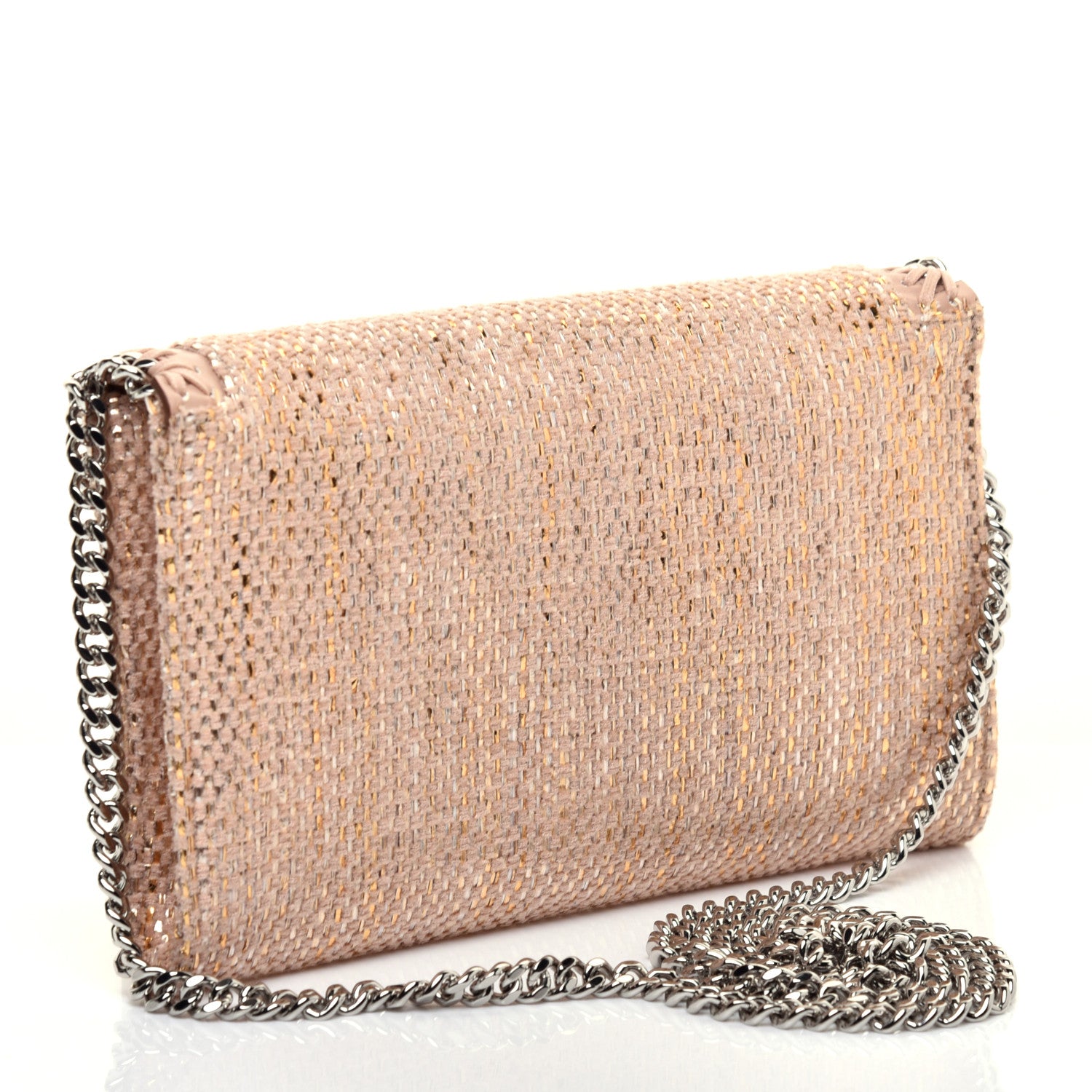 Stella McCartney Metallic Woven Raffia Falabella Mini Crossbody Pink 3 of 10