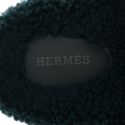 Hermes Woolskin Womens Chypre Sandals 38 Vert Anglais 7 of 9