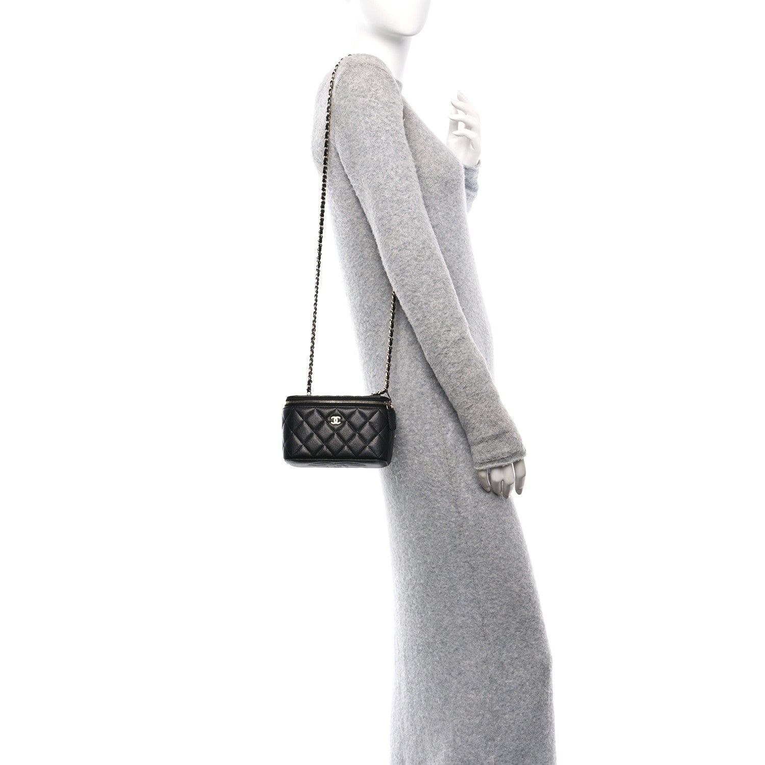 Chanel Caviar Quilted Small Vanity Case With Chain Black 2 of 10