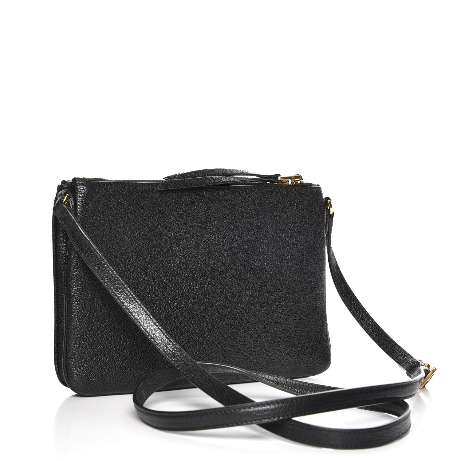 Miu Miu Goatskin Madras Double Zip Crossbody Bag Nero Black 3 of 8