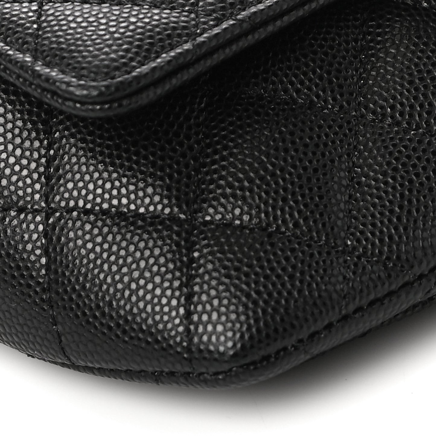 Caviar Quilted Glasses Case With Chain Black