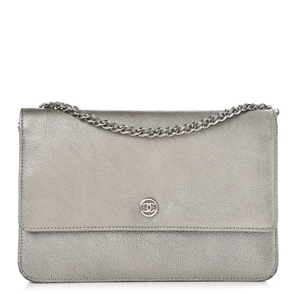 Chanel Metallic Goatskin Wallet On Chain WOC Silver 1 of 11