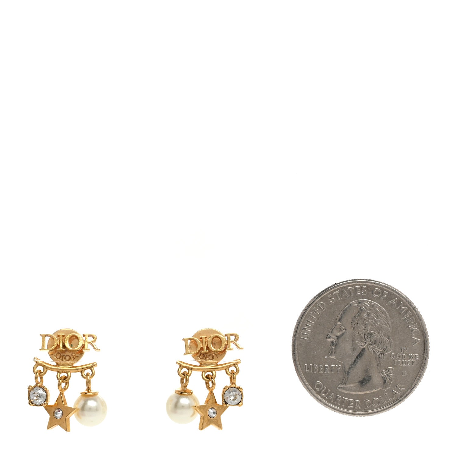 Christian Dior Pearl Crystal Dio(R)evolution Earrings Aged Gold 2 of 4