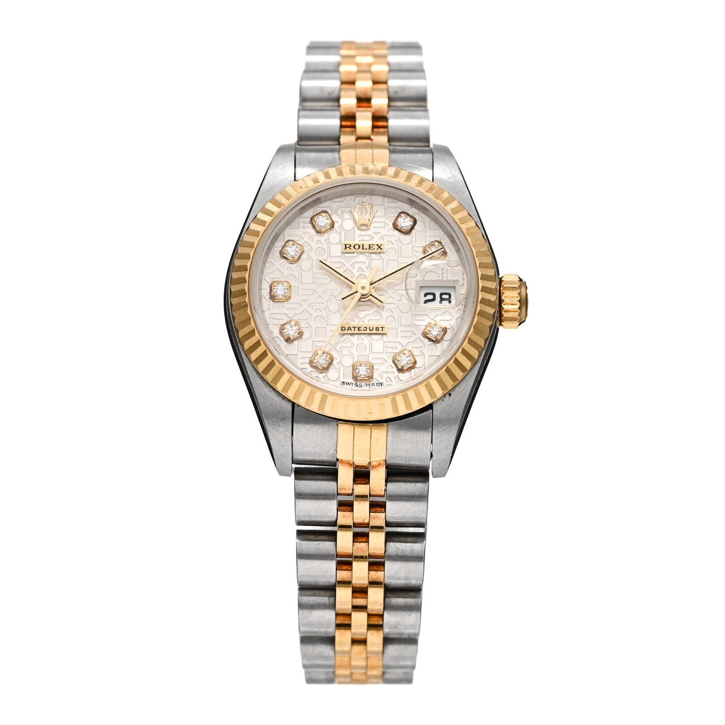 Stainless Steel 18K Yellow Gold Diamond 26mm Oyster Perpetual Datejust Watch Silver Jubilee 79173