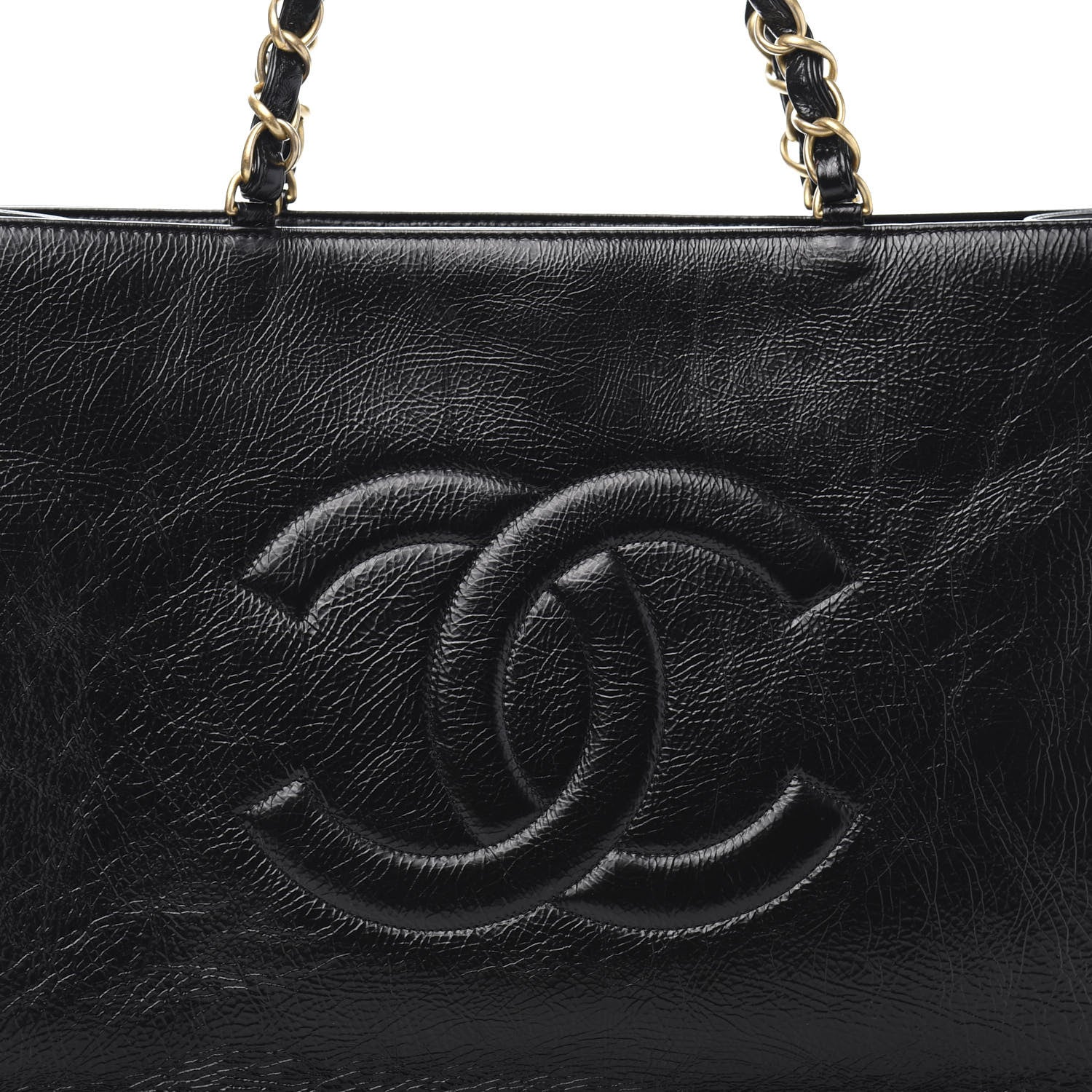 Chanel Shiny Aged Calfskin Shopping Bag Black 11 of 12