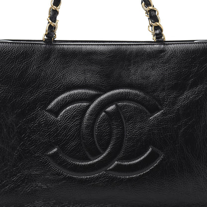 Chanel Shiny Aged Calfskin Shopping Bag Black 11 of 12