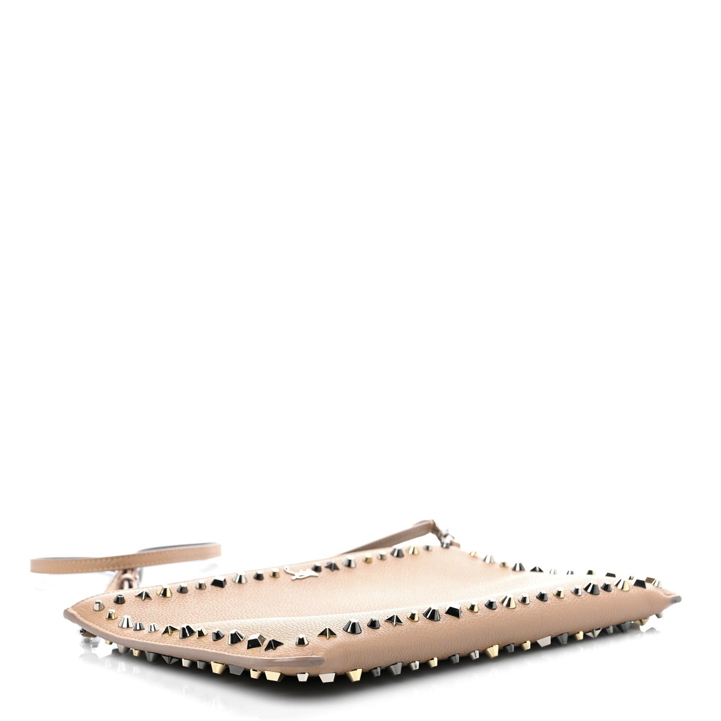Calfskin Empire Trashmix Spike Loubiclutch Clutch Beige