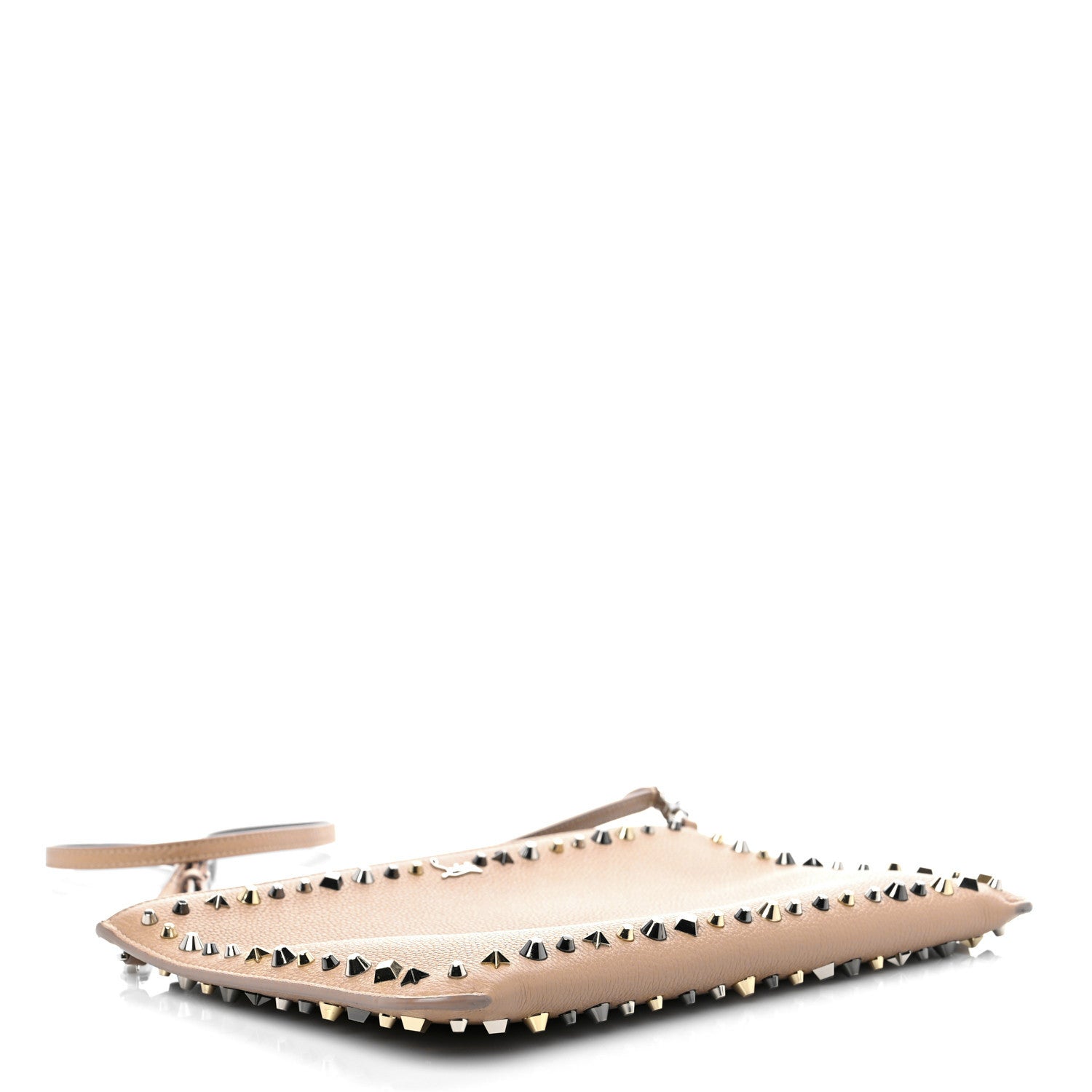 Christian Louboutin Calfskin Empire Trashmix Spike Loubiclutch Clutch Beige 3 of 9