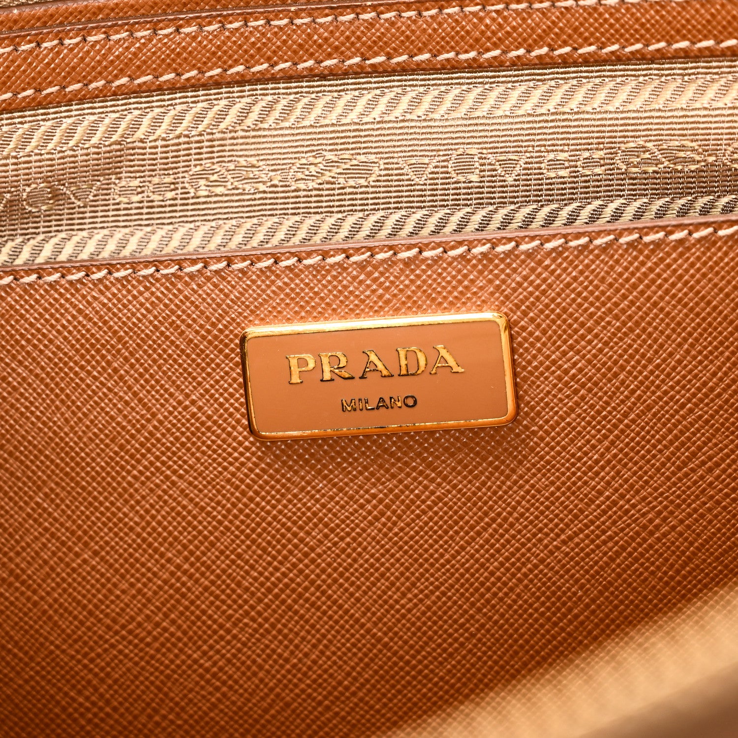 Prada Saffiano Lux Galleria Front Pocket Tote Caramel 7 of 11