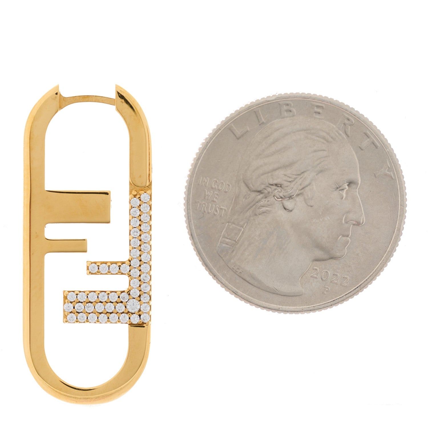 Fendi Metal FF O'Lock Crystal Sinlge Earring Gold 4 of 6