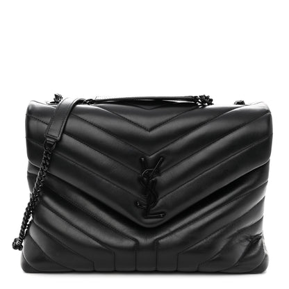 Saint Laurent Calfskin Y Quilted Monogram Monochrome Medium Loulou Chain Satchel Black 1 of 9