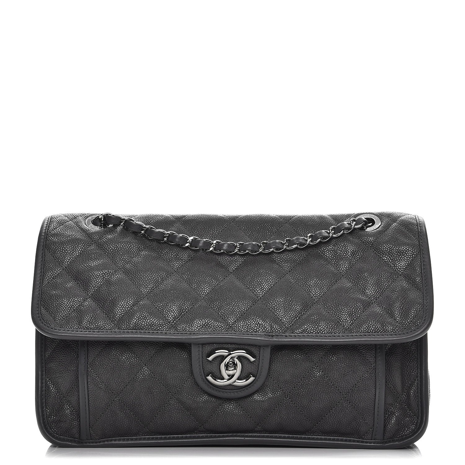 Chanel Caviar Quilted Large French Riviera Flap Dark Grey 1 of 12