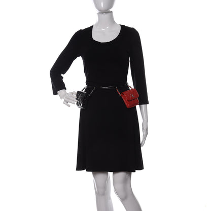Chanel Patent Quilted Belt In Love Double Mini Flap Waist Bag Black Red 1 of 10