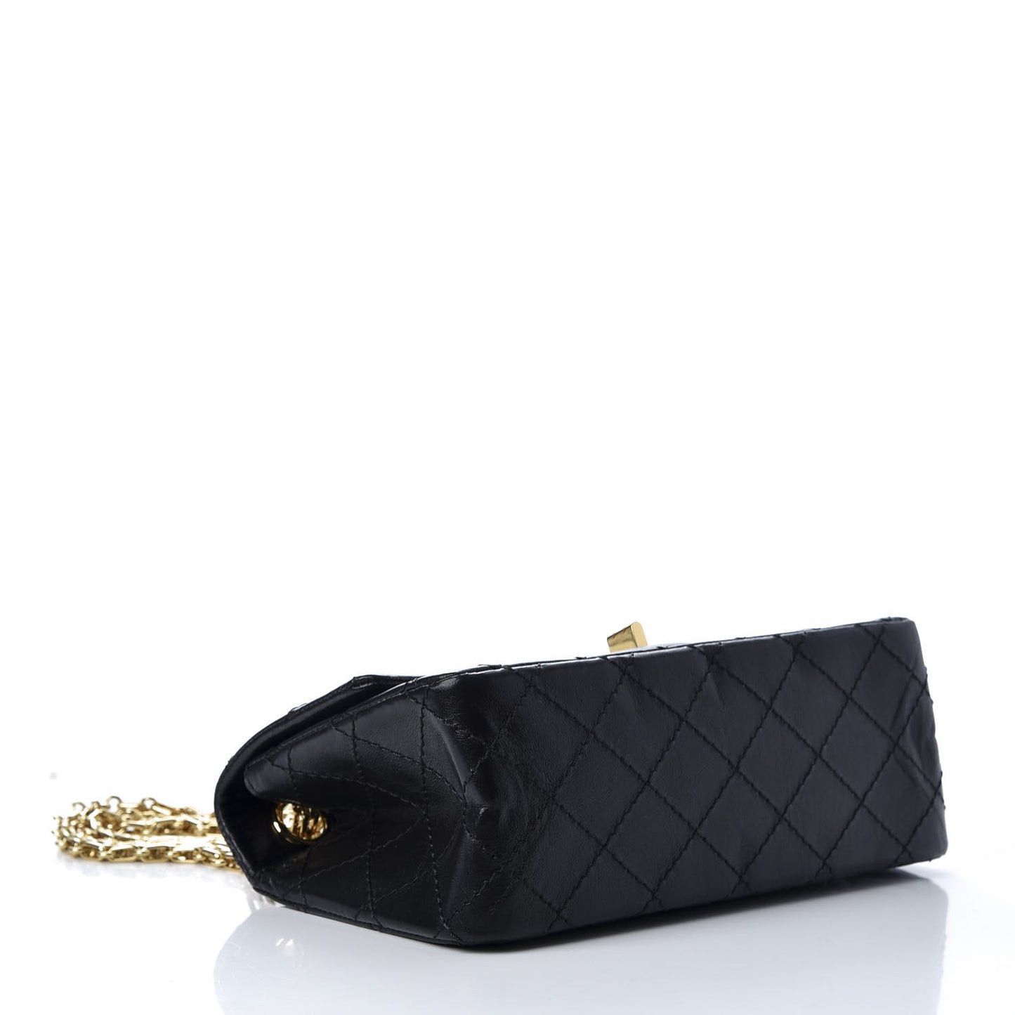 Aged Calfskin Quilted 2.55 Reissue Mini Flap Black