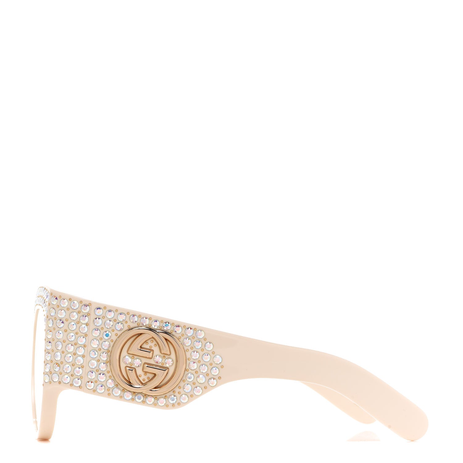Gucci Acetate Crystal Oversize Hollywood Forever Sunglasses GG0144S Ivory 3 of 7