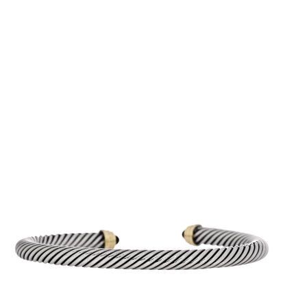 David Yurman Sterling Silver 14K Yellow Gold Black Onyx 5mm Cable Classics Petite Color Bracelet 2 of 3