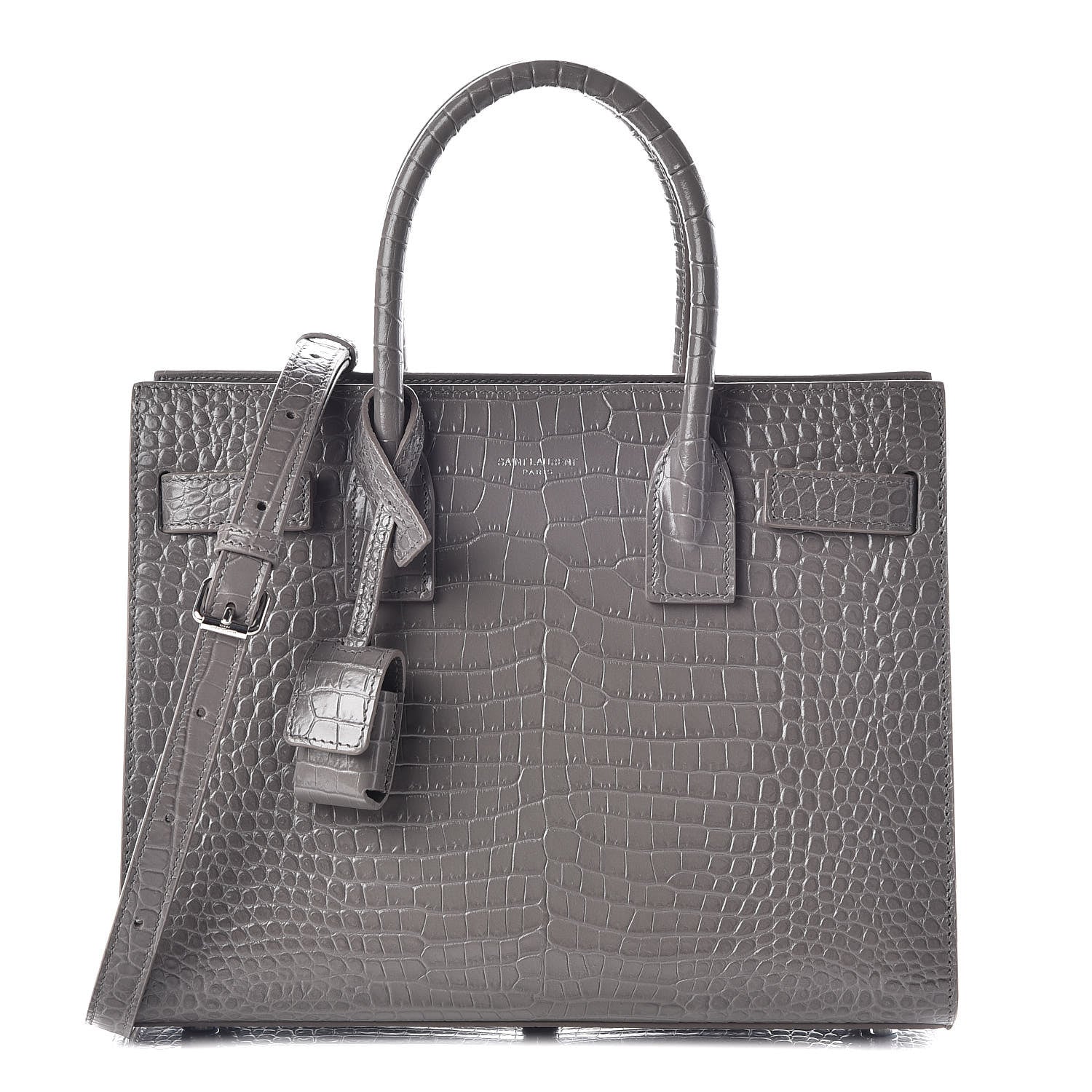Saint Laurent Calfskin Crocodile Embossed Baby Sac De Jour Fog 1 of 9