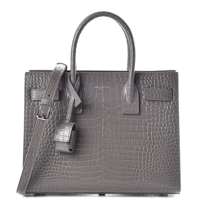Saint Laurent Calfskin Crocodile Embossed Baby Sac De Jour Fog 1 of 9