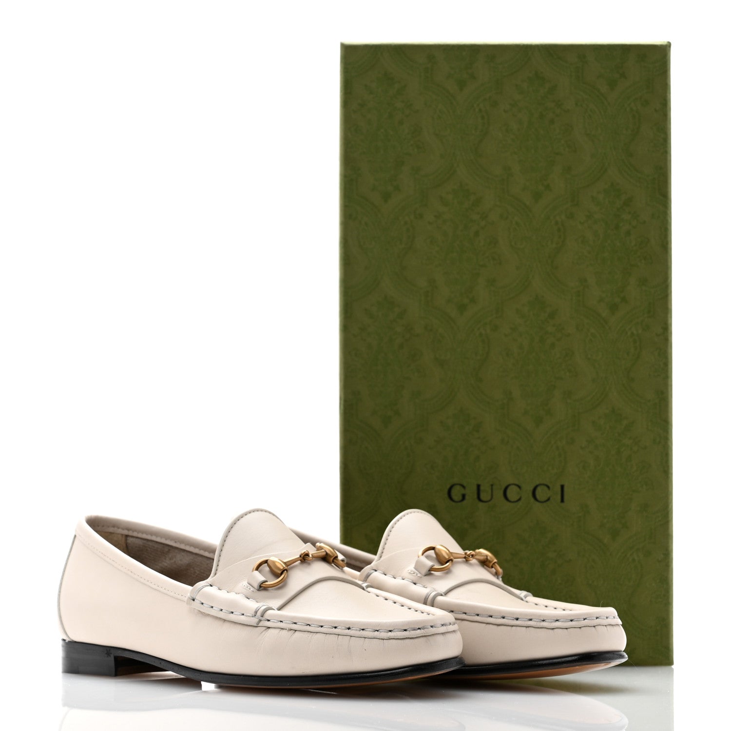 Gucci Lambskin Womens Brixton Horsebit Loafers 36 Mystic White 8 of 8