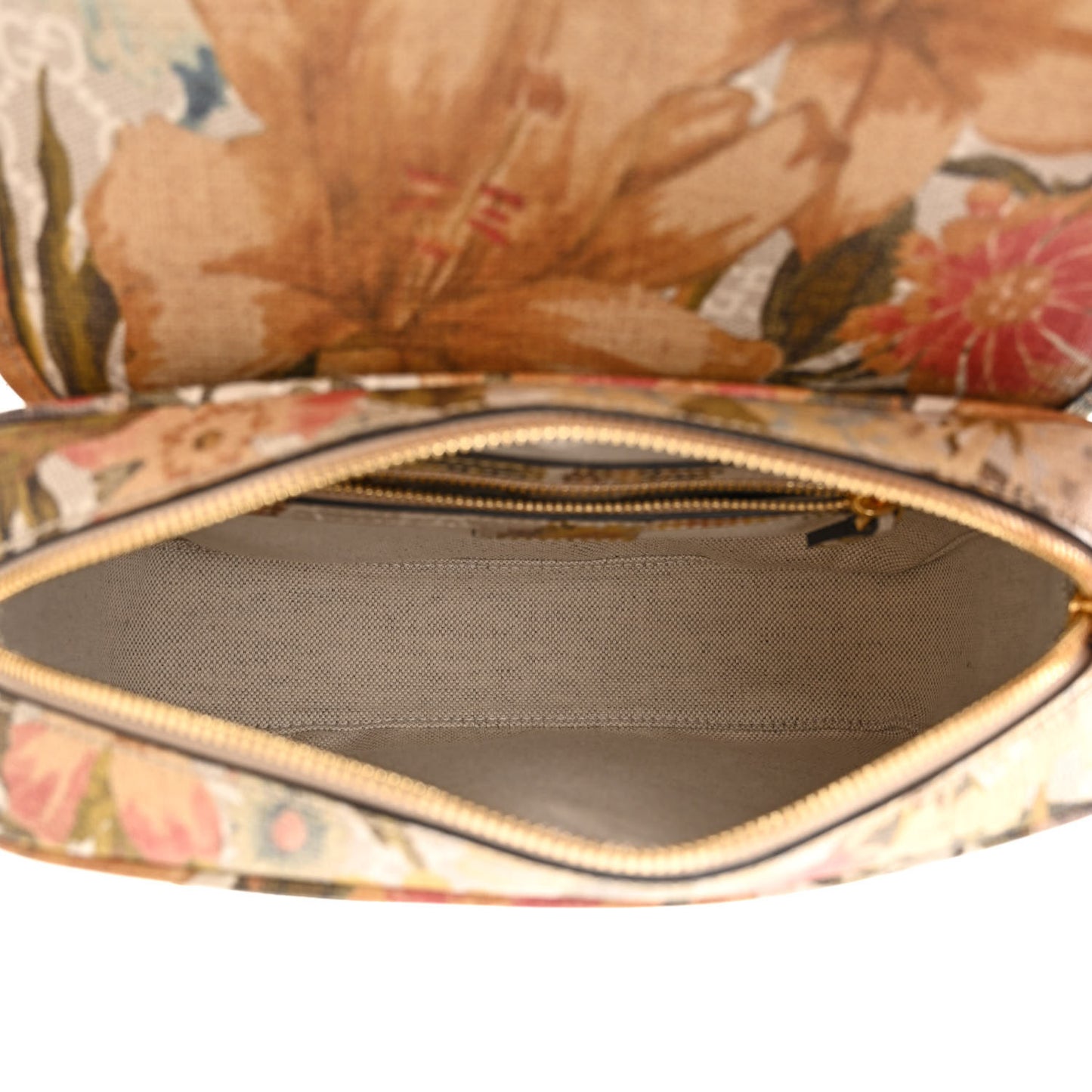 GG Supreme Monogram Water Flora Web Studded Mini Ophidia Flap Shoulder Bag Beige White Multicolor